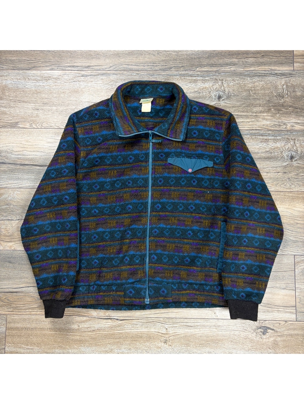90’s L.L.Bean patterned fleece zip jacket